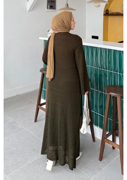 Dantelli Triko Elbise Haki fırsatları