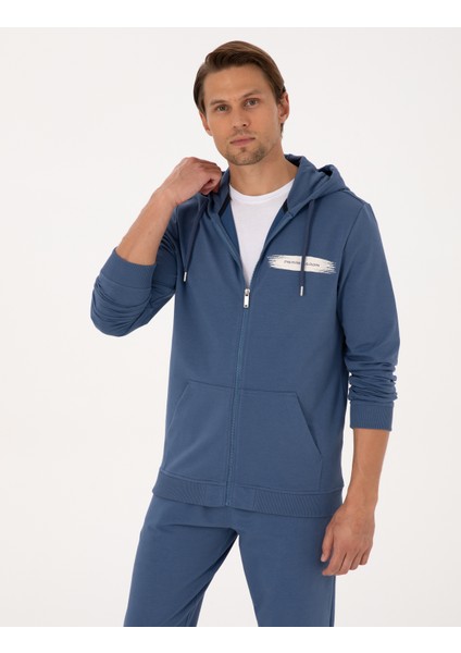 Erkek Indigo Regular Fit Örme Hırka 50313950-VR028