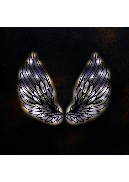 Epoksili Kişiye Özel Mavi Melek Kanadı Figürlü Tablo Dekoratif Duvar Dekorlu Gece Lambası