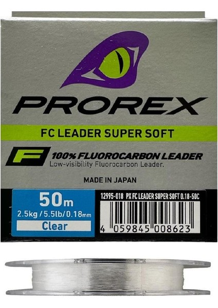Prorex 0.18MM 50M Fc Leader Super Soft %100 Fluorocarbon Misina