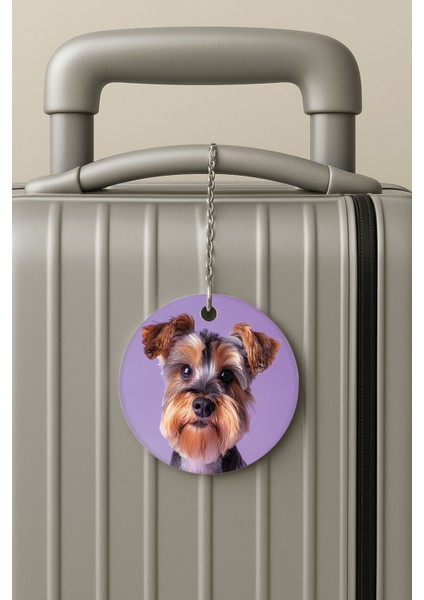 Pleksi Zincirli Bavul Etiketi Seyahat Tatil Için Tasarım Valiz Etiketi Vesikalık Köpek