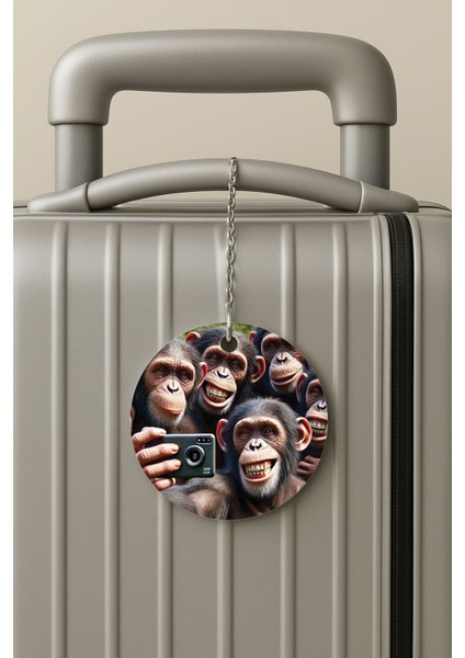 Pleksi Zincirli Bavul Etiketi Seyahat Tatil Için Tasarım Valiz Etiketi Monkeys