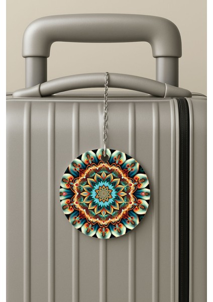 Pleksi Zincirli Bavul Etiketi Seyahat Tatil Için Tasarım Valiz Etiketi Ertamis Mandala