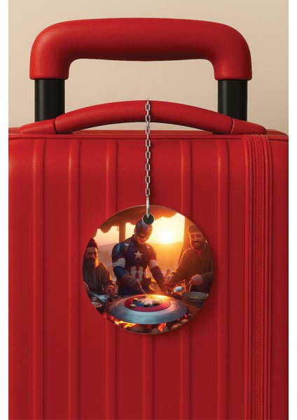 Desenli Baskılı Pleksi Zincir Aparatlı Bavul Etiketi Valiz Etiketi Mangal