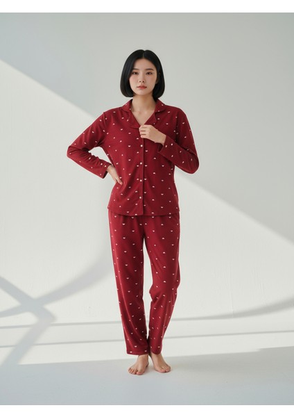 Süet Gömlek Pijama Takımı 7004 Puantiyeli