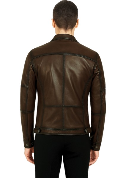 Mbappe Hakiki Deri Erkek Kestane Karartma Ceket fiyatları