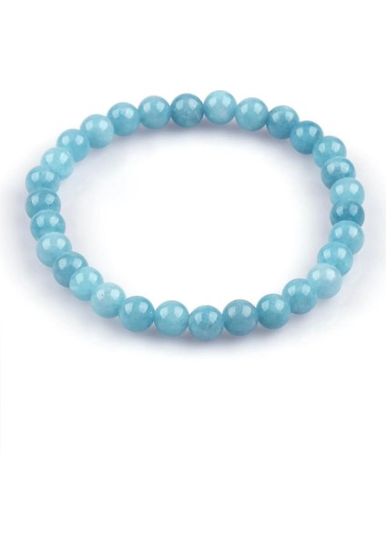 Mavi Kuvars Doğal Taş Bileklik 6mm Yuvarlak Kesim