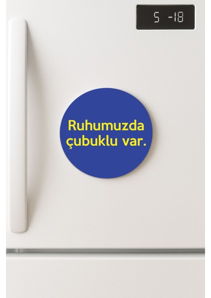 Desenli Temalı Yuvarlak Buzdolabı Magnet – 10X10 cm Çubuklu Söz