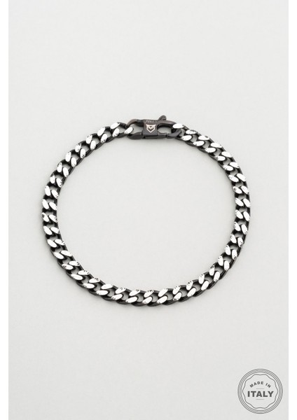 Italyan Rutenyum Kaplama Gümüş Erkek Zincir Bileklik