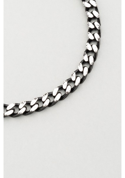 Italyan Rutenyum Kaplama Gümüş Erkek Zincir Bileklik indirimleri