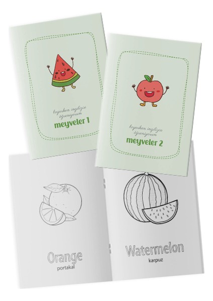 Boyarken Ingilizce Öğreniyorum – Meyveler Etkinlik Boyama Kitabı 2'li Set