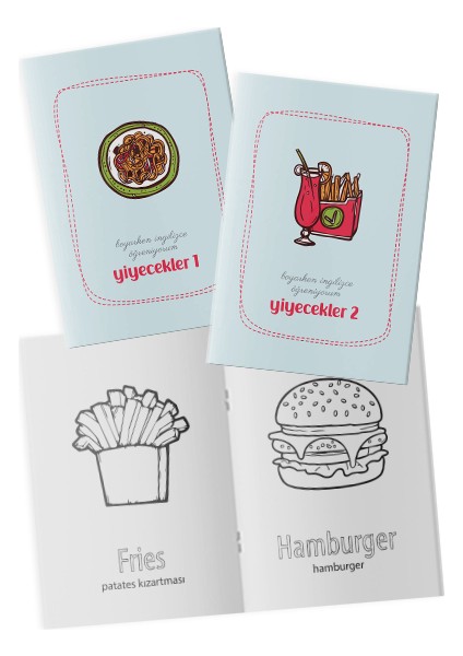 Boyarken Ingilizce Öğreniyorum – Yiyecekler Boyama Kitabı 2'li Set