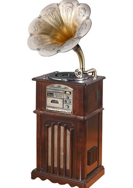 Gramofon Ahşap Standlı Plakçalar 135CM Radyo Bluetooth USB Pikap C0352