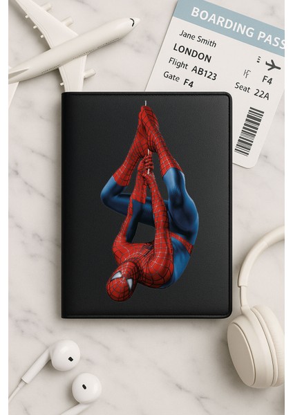 Tüm Ülke Pasaportları Için Siyah Vinleks Deri Pasaport Kılıfı Kabı SPIDERRR555