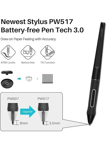 Kamvas 13 IPS Panel Full Hd LCD Grafik Tablet 36.65CM x 21.74CM, 8192 Kademe Basınç Hassasiyetli, 120% Srgb, 5080LPI Çözünürlük (HUGS1331) fırsatları
