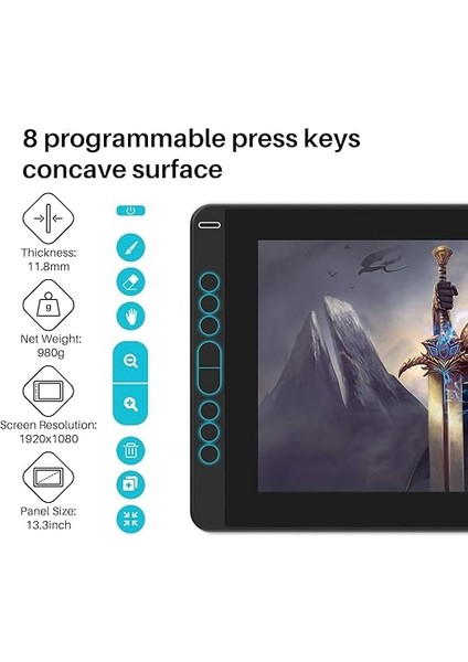 Kamvas 13 IPS Panel Full Hd LCD Grafik Tablet 36.65CM x 21.74CM, 8192 Kademe Basınç Hassasiyetli, 120% Srgb, 5080LPI Çözünürlük (HUGS1331) indirimleri