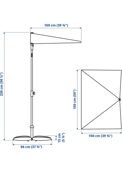 Lılleo / Iggön Güneş Şemsiyesi Gri Koyu Gri 150 x 100 cm Ayaklı fiyatları
