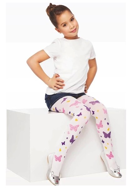 Daymod Çocuk Desenli Micro Külotlu Çorap Kelebek