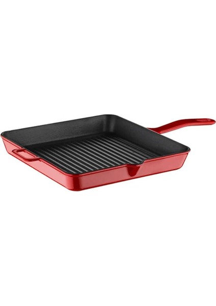 Iron Kare Izgara Tava 30 cm -Kırmızı