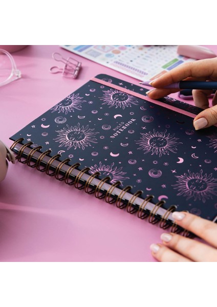 17X24 Spiralli Sert Kapak Çizgili Not Defteri Mor