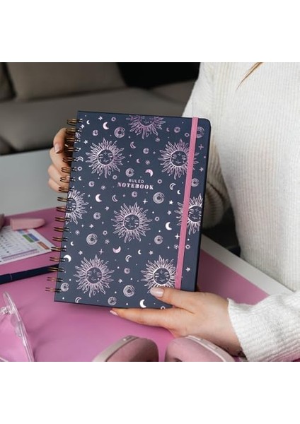 17X24 Spiralli Sert Kapak Çizgili Not Defteri Mor modelleri