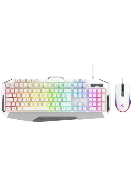 Km-34 Glare Beyaz USB Rgb Aydınlatmalı Q 12800 Dpı Mouse Gaming Oyuncu Klavye Set