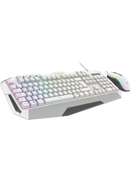 Km-34 Glare Beyaz USB Rgb Aydınlatmalı Q 12800 Dpı Mouse Gaming Oyuncu Klavye Set modelleri