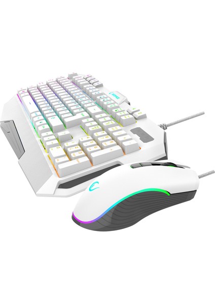 Km-34 Glare Beyaz USB Rgb Aydınlatmalı Q 12800 Dpı Mouse Gaming Oyuncu Klavye Set fırsatları