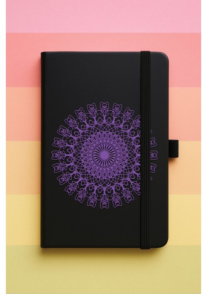 Mor Mandala Baskılı Tarihsiz Yuvarlak Köşeli Desenli Uv Termo Defter