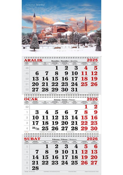 2026 Yılı Gemici Takvimi-Karlı Ayasofya Manzarası