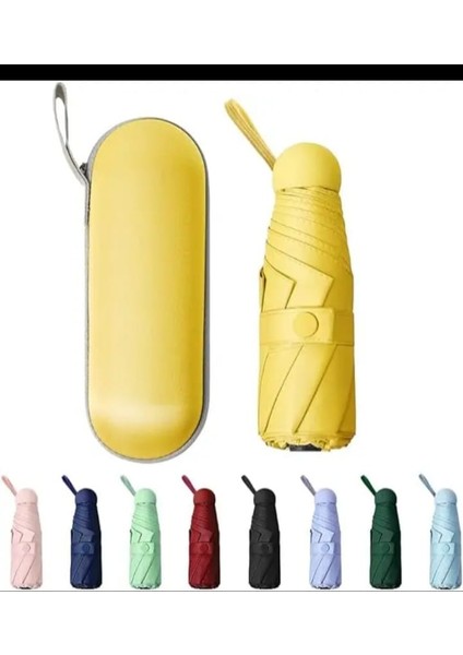 6 Telli Mini Cepboy Kapsullü Şemsiye -Sarı fırsatları