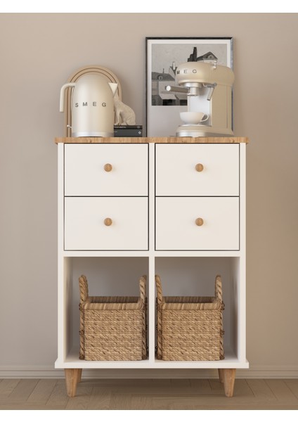 Çekmeceli Raflı Dekoratif Kahve Köşesi