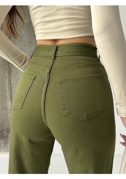 Kadın Yüksek Bel Keten Boyfriend Bol Paça fırsatları