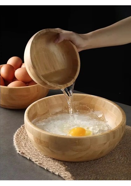 Bambu 3’lü Salata Kasesi Seti – Doğal, Şık ve Çok Amaçlı Sunum Kaseleri (19.5 / 25 / 30 cm)