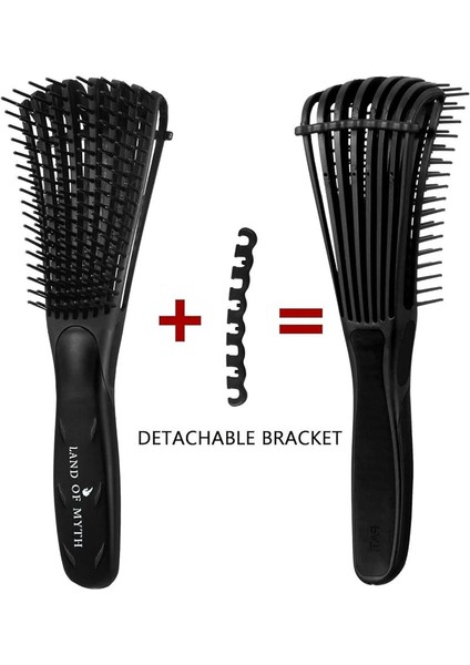 Of Myth - LOM1193 Yeni Nesil Dolaşık Saç Açma Tarama Fırçası, Ahtapot Dizayn, Esnek Dişler, Kıvırcık Saç Tarağı (Siyah) fiyatları