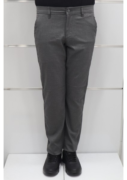 Fistan Store Erkek Düz Normal Bel Dar Kalıp Dar Paça Kumaş Pantolon