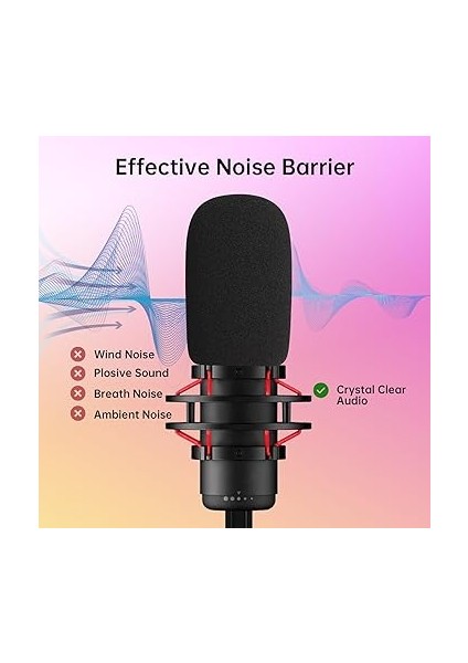 Hyperx Quadcast S Mikrofon Için Mikrofon Ön Camı/pop-Filtresi, Rüzgar Gürültüsünü, Patlayıcıları ve Tıslama Gürültüsünü Filtrelemek Için Kürklü Ölü Kedi Rüzgar-Muff Mikrofon Kapağı (Köpük-Siyah) modelleri