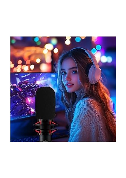 Hyperx Quadcast S Mikrofon Için Mikrofon Ön Camı/pop-Filtresi, Rüzgar Gürültüsünü, Patlayıcıları ve Tıslama Gürültüsünü Filtrelemek Için Kürklü Ölü Kedi Rüzgar-Muff Mikrofon Kapağı (Köpük-Siyah) indirimleri
