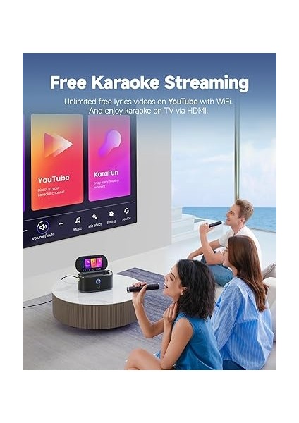 Yetişkinler Için Karaoke Makinesi, Şarkı Sözleri Ekranlı, 10.1 Inç Ekran, 280W, 2+2 Kanal, 2 Kablosuz Mikrofon, Autotune Eq, Kendinden Şarjlı, Karafun Prime ile Taşınabilir Ev Karaoke Sistemi indirimleri