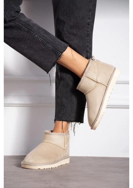 Kadın Mini Süet Içi Tüylü Yüksek Ince Taban Kışlık Bot & Bootie