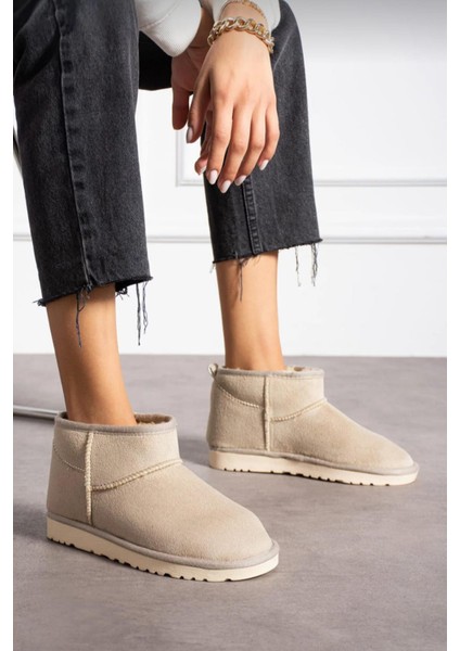 Kadın Mini Süet Içi Tüylü Yüksek Ince Taban Kışlık Bot & Bootie modelleri