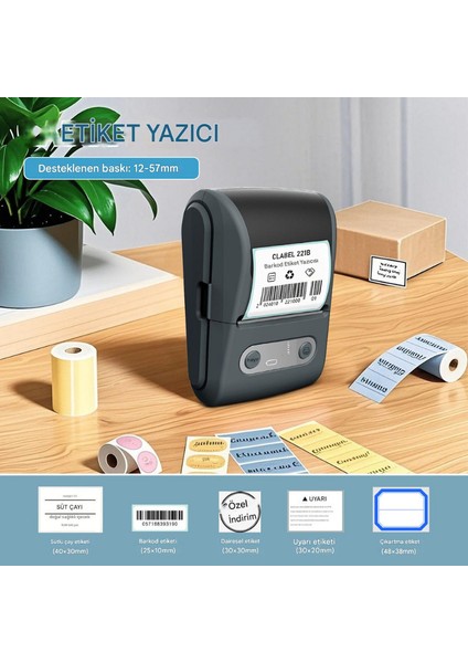 Mpı P1 Termal Yazıcı Etiket Yazıcısı Kablosuz Mini Taşınabilir Bluetooth, USB Şarjlı, Android, iOS