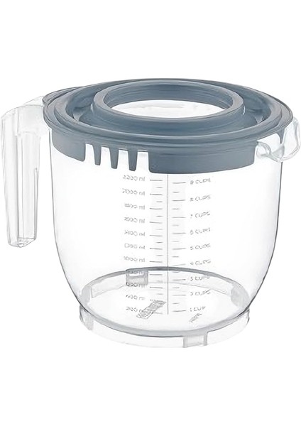 ml Çift Kapaklı Mikser Kabı – Kaydırmaz Ayaklı, Dayanıklı Plastik, Ergonomik Tasarım, Pratik ve Hijyenik Karıştırma Kabı