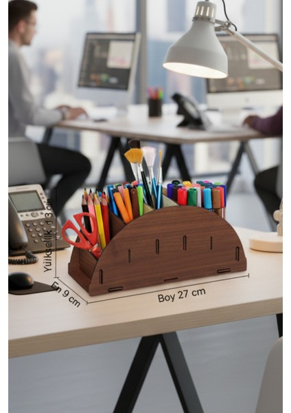 Arc 5 Gözlü Masaüstü Ahşap Organizer Kalemlik- Takı Makyaj Çok Amaçlı Organizer-Hediyelik fiyatları