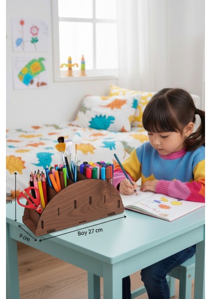 Arc 5 Gözlü Masaüstü Ahşap Organizer Kalemlik- Takı Makyaj Çok Amaçlı Organizer-Hediyelik fırsatları