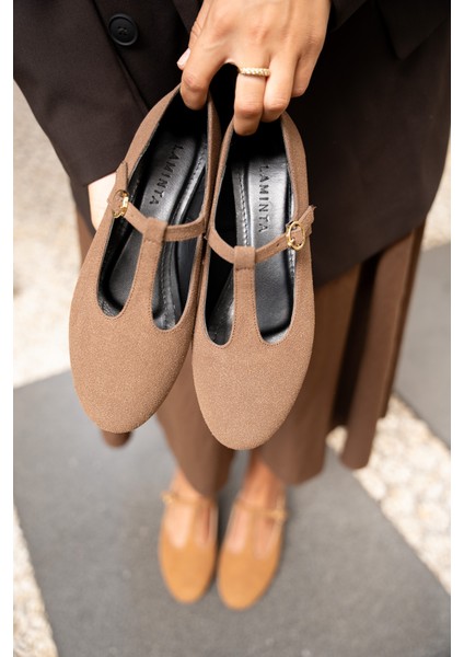 Judi Acı Kahve Süet Şerit Detaylı Babet fiyatları