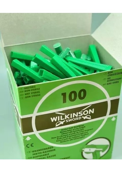 Wilkinson Sword Tek Kullanımlık Tıraş Makinesi Hastane, Çekilebilir Fonksiyonlu, Dağıtıcı Kutusu, Yeşil