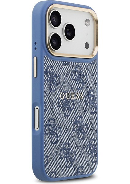 iPhone 17 Pro Uyumlu Kılıf Guess Lisanslı M-Safe Şarjlı Gold Kamera Çerçeve Pu Deri Yazı Logolu Mavi fırsatları