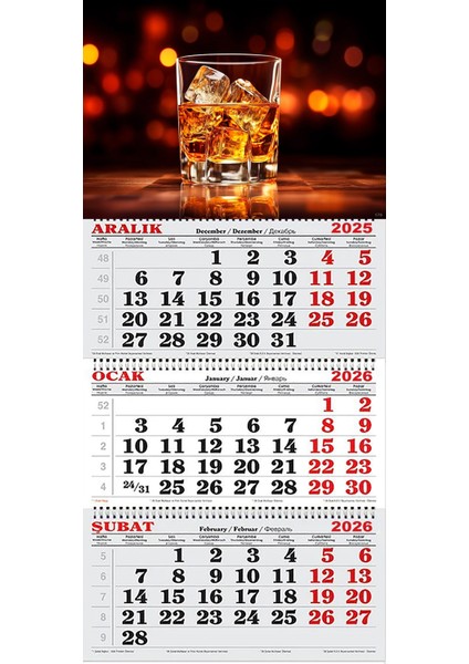 2026 Yılı Gemici Takvimi-Viski Bardağı ve Buzlar