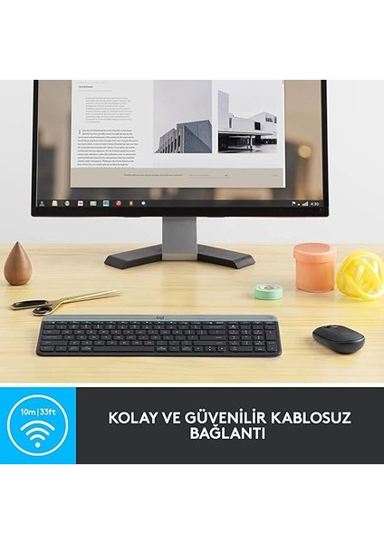 MK470 Slim Combo Kablosuz Klavye Mouse Seti, 12 Fn Kısayolu ile Kompakt Klavye, Sağ ve Sol Elle Kullanılabilir, 10 M Kullanım Mesafesi, Sessiz, Türkçe Q Klavye, Siyah fırsatları
